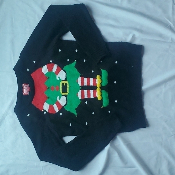 Kids Ugly Christmas Sweater w/Elf and bells - Acrylic - Picture 2 of 8